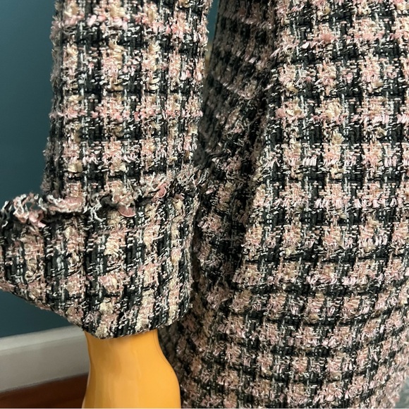 ANTHRO / TRUE MEANING Plaid Fringed Tweed Coat - Picture 6 of 16